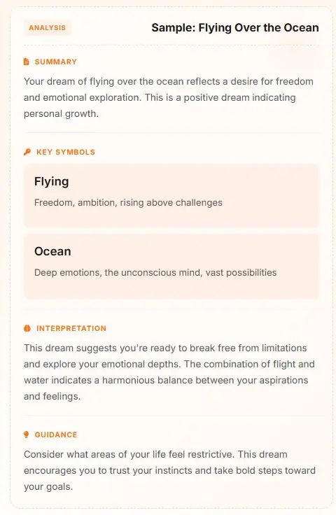 AI Dream Interpretation - flying over ocean dream summary and analysis